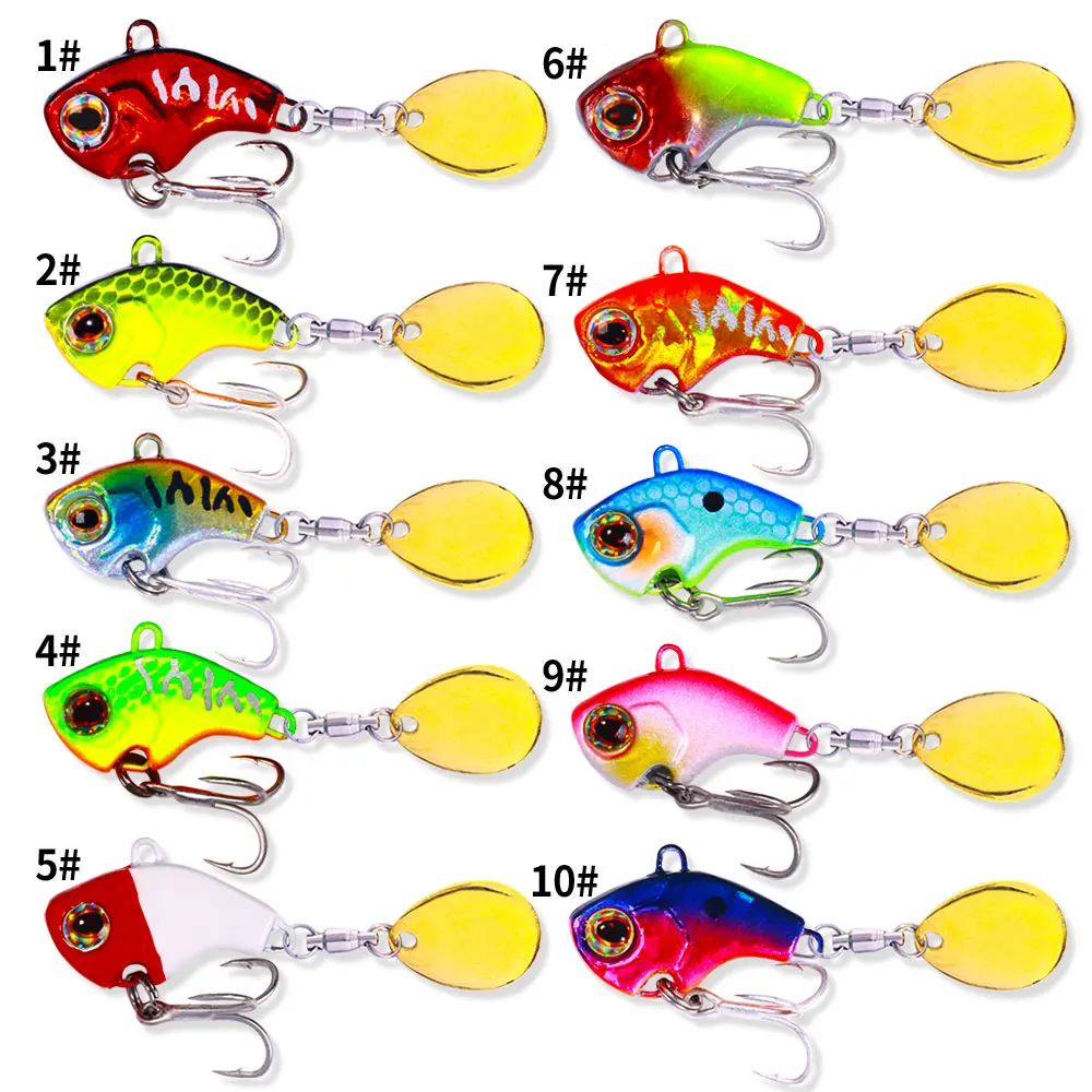 HENGJIA Rotating Metal VIB Vibration Bait  9g 13g 16g 22g Spinner Sinking Spoon Pin Crankbait Sequins Baits Fishing Tackle