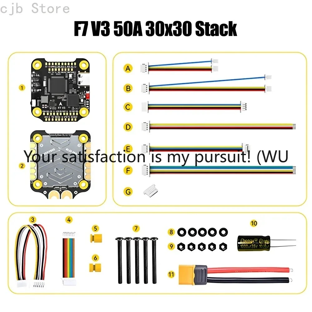 

F7 V3 Flight Stack 3-6S Lipo F7 V3 Контроллер полета и BL32 50A ESC 30,5x30,5 мм 500 МБ Flash