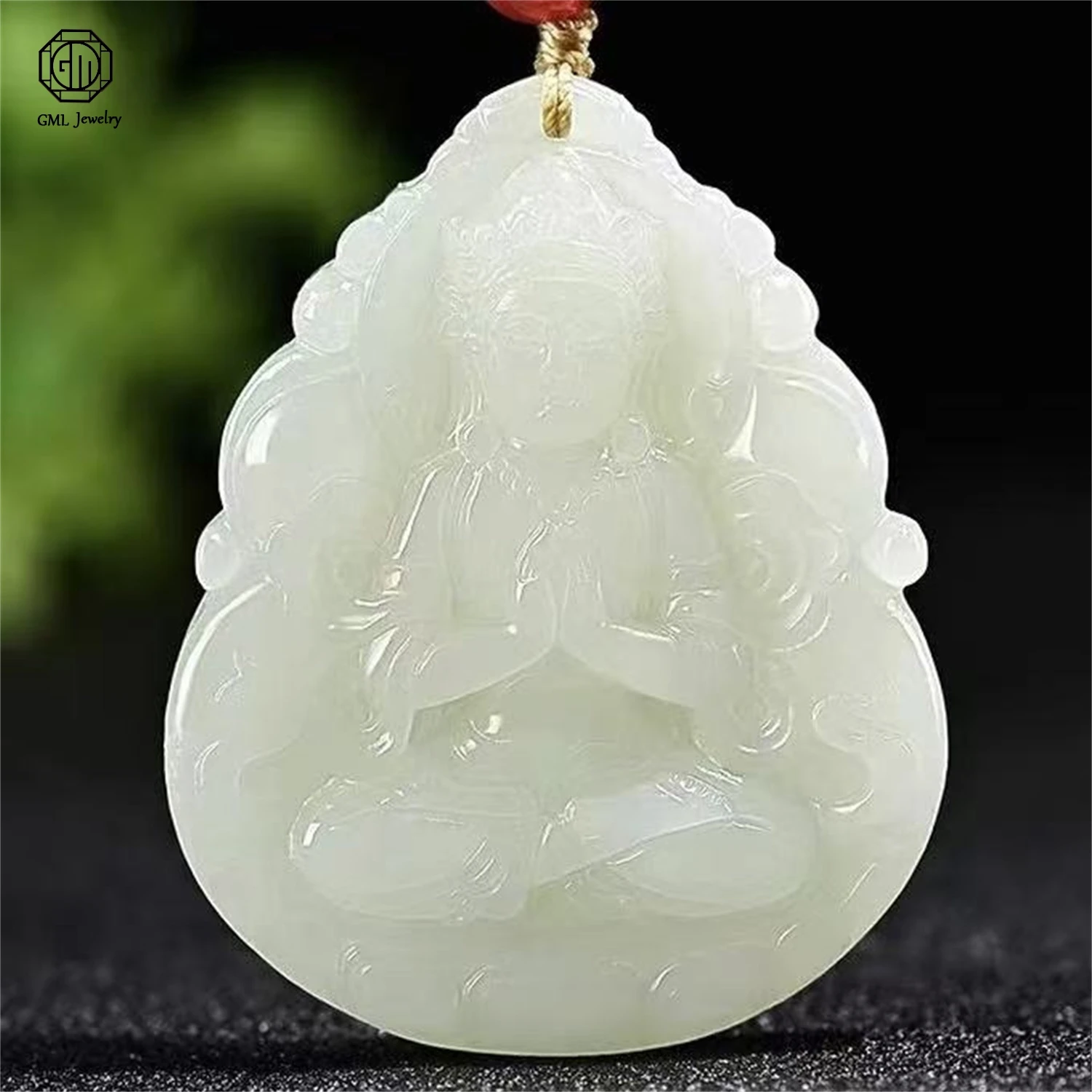 Natural Hetian Jade Large Guanyin Bodhisattva Pendant Unisex Men Women Party Festival Friend Gift Necklace Hotan Jade Jewelry