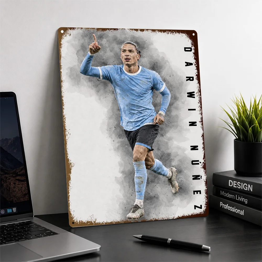 Darwin Núñez Football Printed Poster Personalized Aluminum Metal Sign Dynamic Athlete Tribute Wall Art Made For Dedicated Fans
