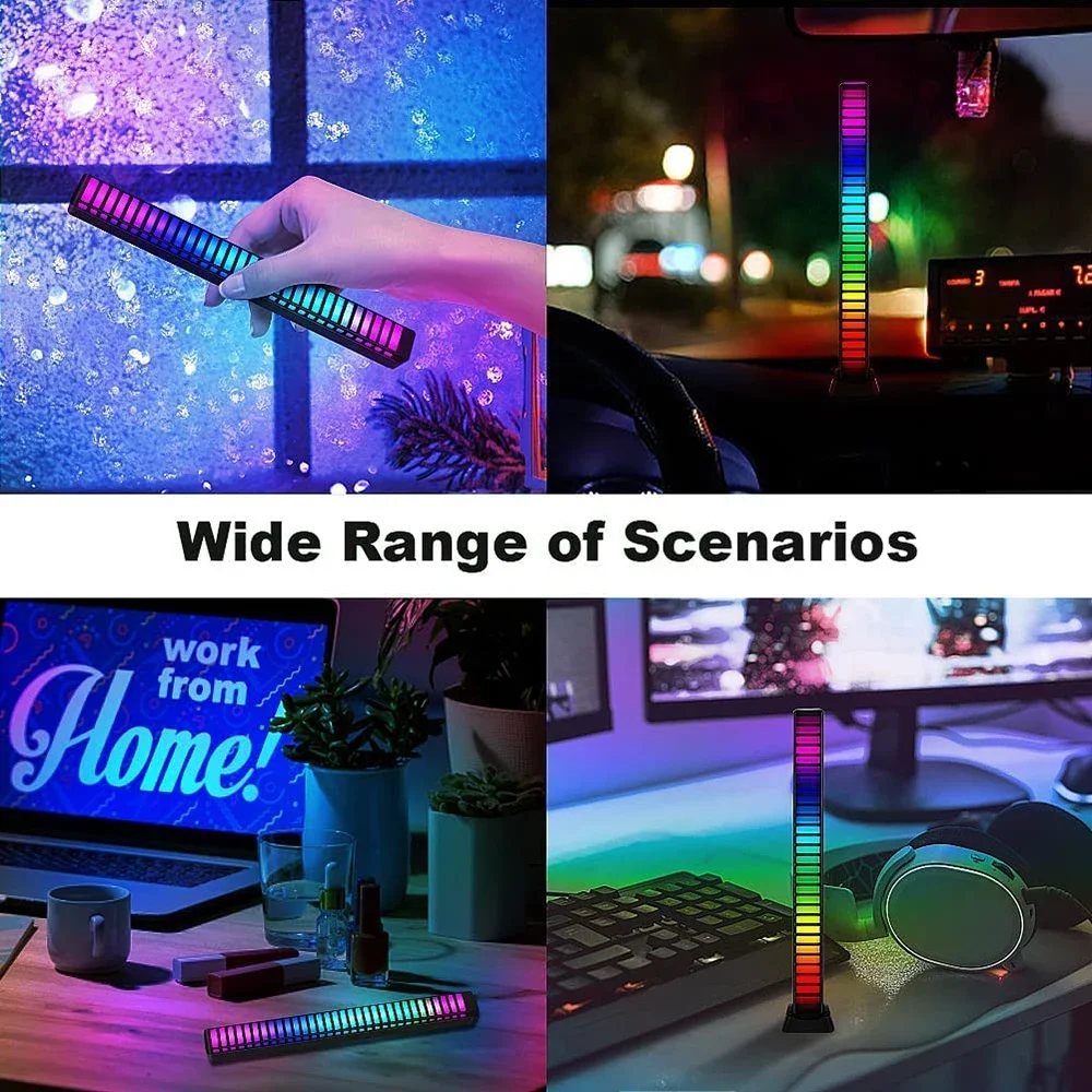 Smart RGB Sound Control Lights 3D Double Sided Pickup LED Lights Rhythm Ambient LAMP APP Control For Car Gaming Desktop Lights