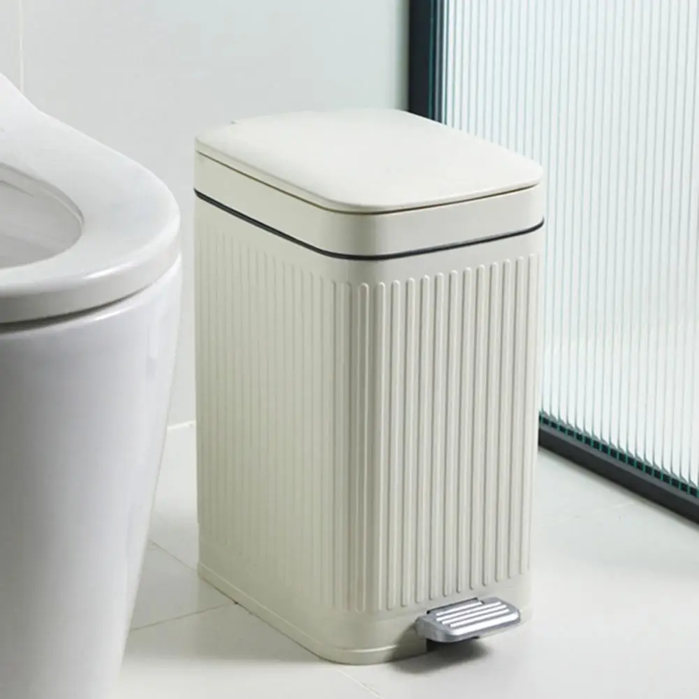 Trash Bin Bin Large Capacity Push-type Trash with Foot Pedal for Bathroom Smell Insulation Garbage Bin Easy to Use Waste Basket