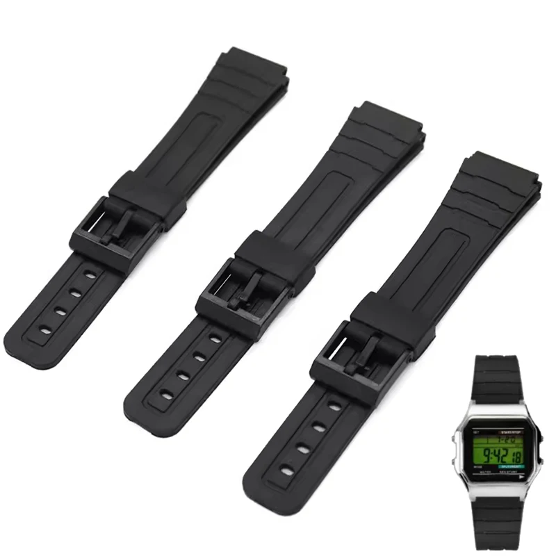 Watch Bands for Casio electronic watch F-84 F91 F-91W F94 105 series resin silicone watch with raised mouth watch chain 18mm