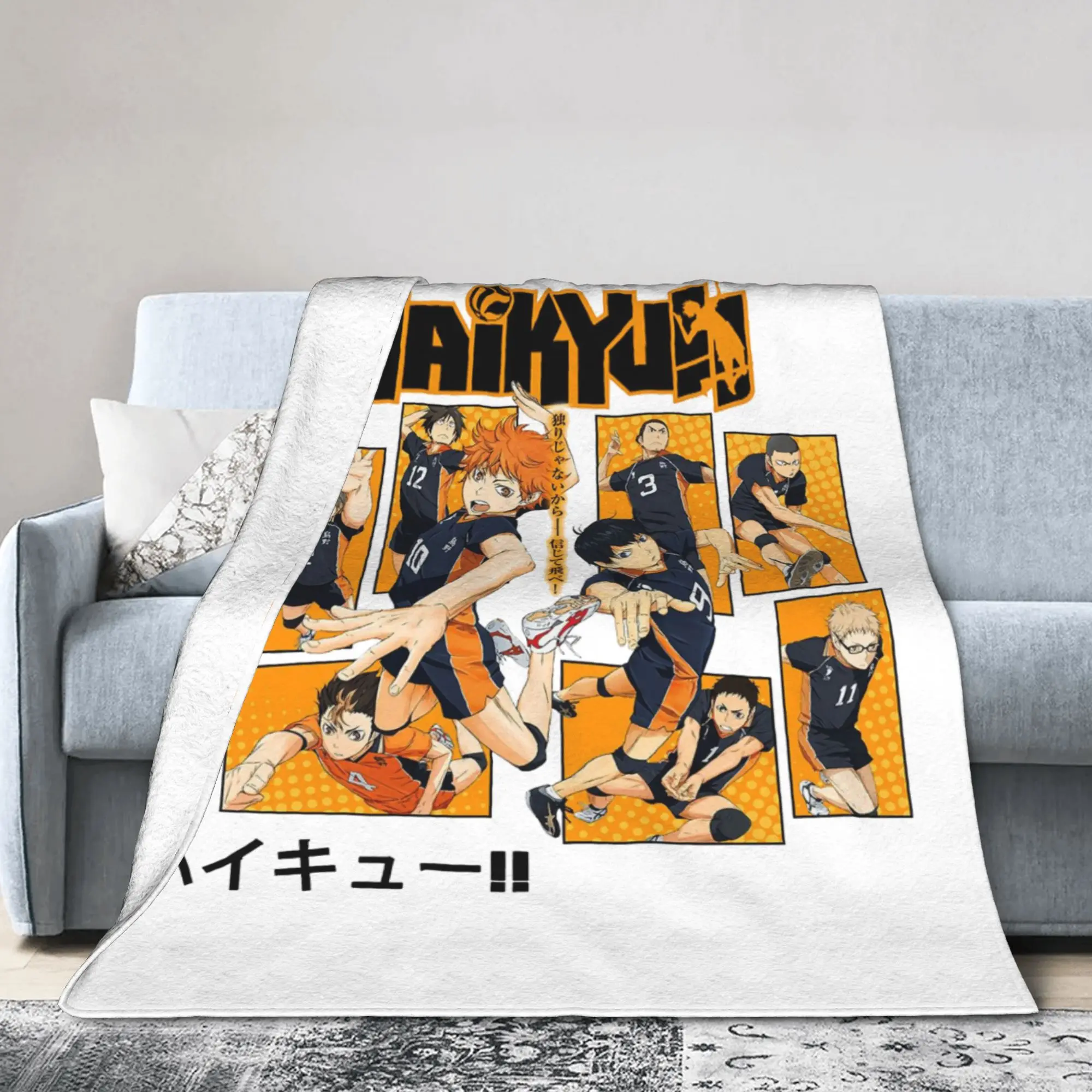 Custom Haikyu Yu Nishinoya Blanket 3D Printed Soft Flannel Fleece Warm Anime Manga Throw Blankets for Car Bed Couch Quilt