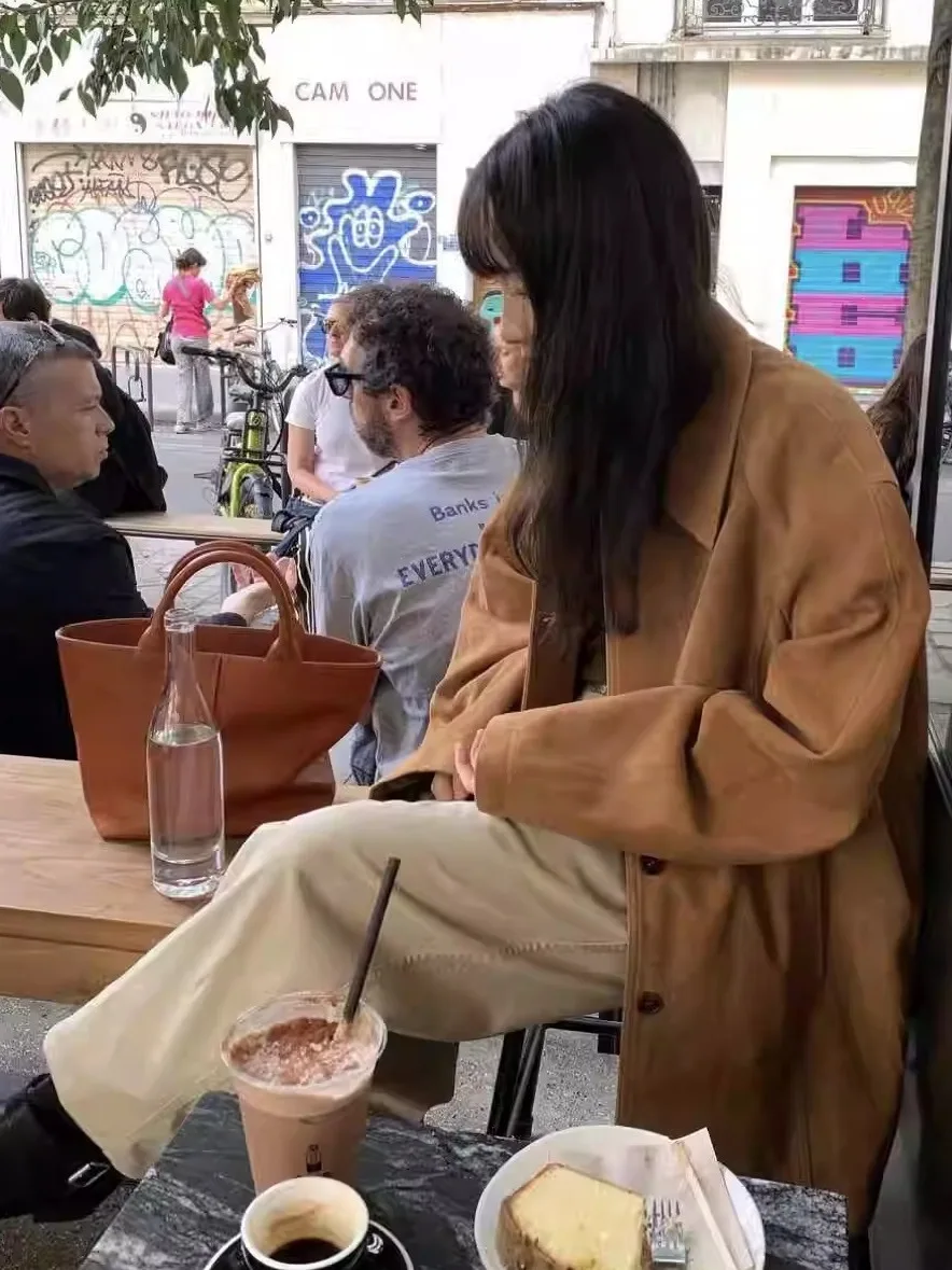 Le*obe Dongda Gate Terno F Vintage de Camurça com Gola Lapela e Decote Amplo, Estilo Versátil para o Dia a Dia, Manga ...