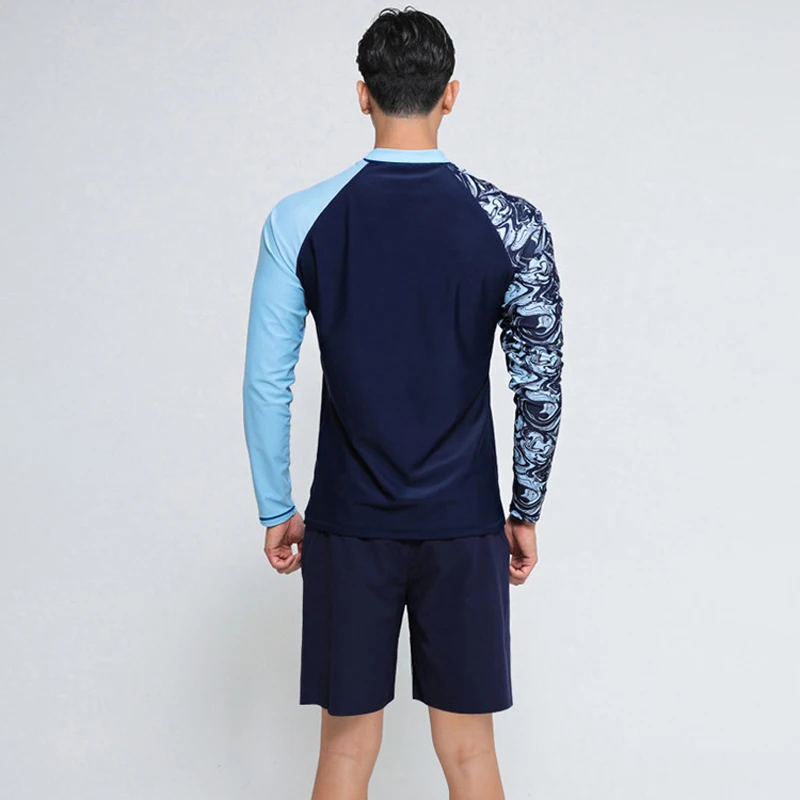 Plus Size Swimwear Man Two Piece Long Sleeve Swimsuit Swimming Trunks Swim Shorts Swimming Wear Summer Bathing Suit Beachwear