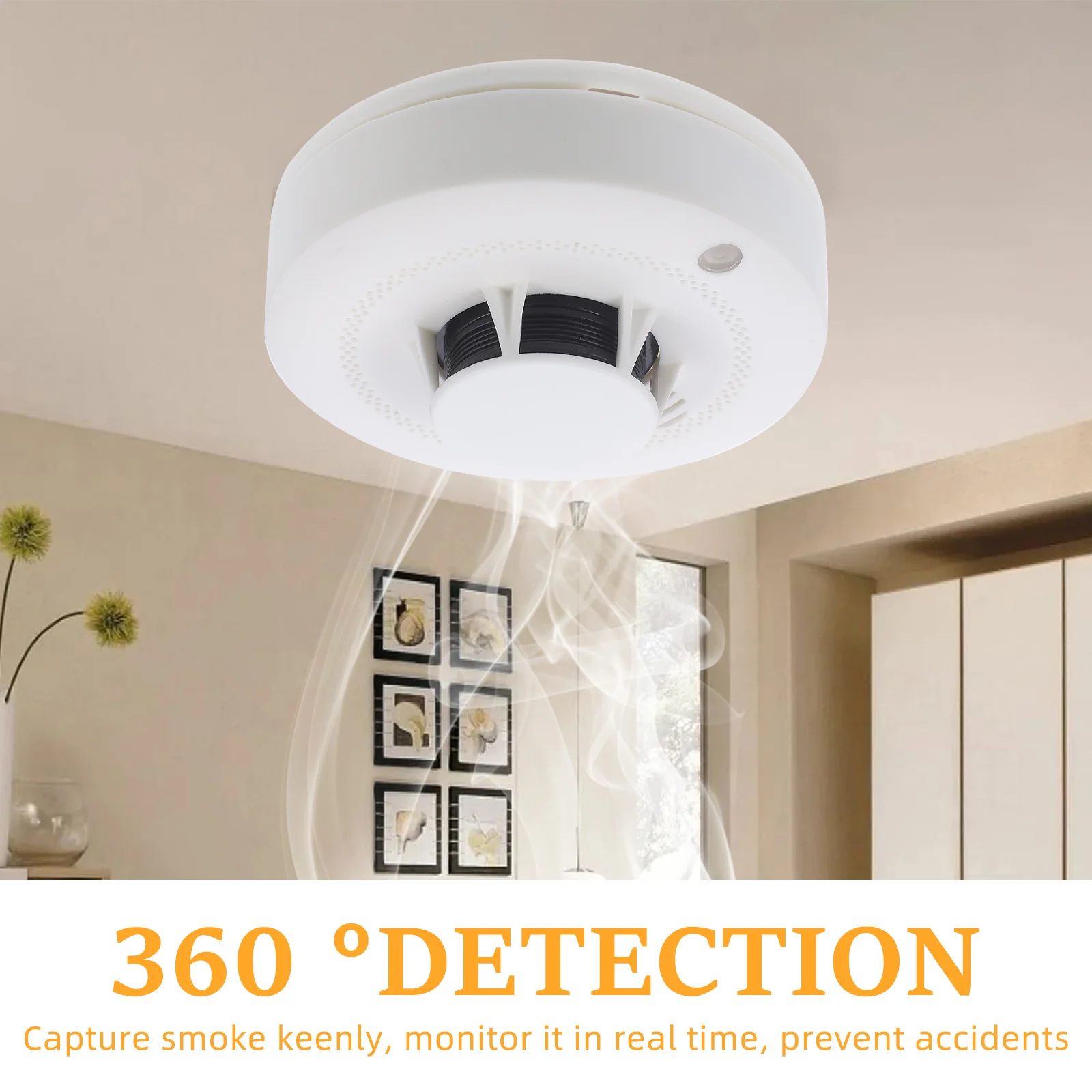 Smoke Photoelectric Sensor 85Db Alarm Red Led For Home Office Hotel Warehouse Fire Safety Independent