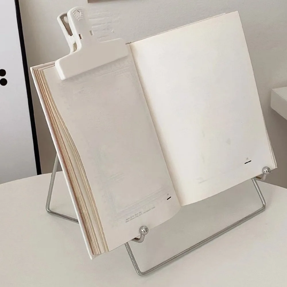 Versatile Silver Desktop Tablet Stand Stainless Steel 20cm Tablet Holder for Desk Reading Easel Kitchen Counter