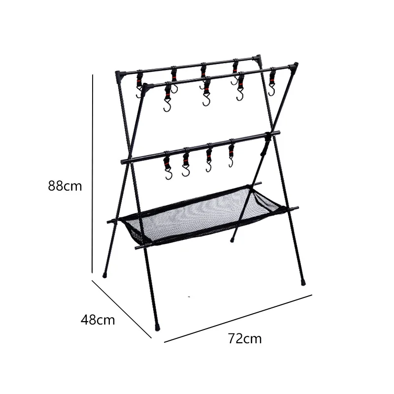 Acampamento pendurado rack de tripé cabide com gancho panelas ao ar livre pote pan lâmpada armazenamento roupas pendurar suporte dobrável portátil