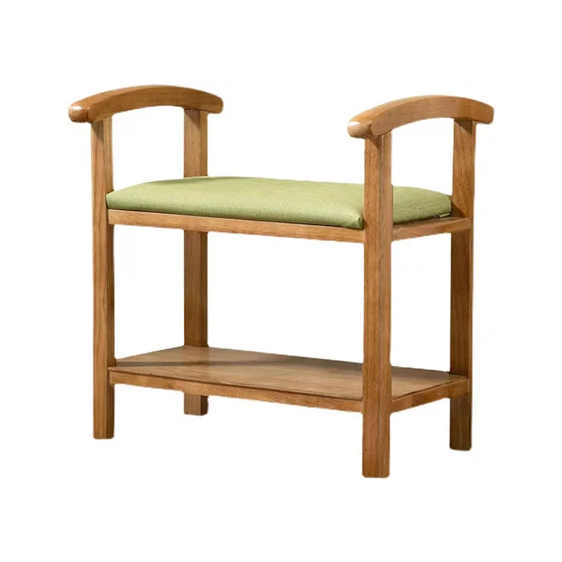 Banco para cambiar zapatos, apto para personas mayores, taburete de madera maciza para personas mayores con cojín verde, 40x30x60cm, diseño moderno para el hogar, dormitorio E
