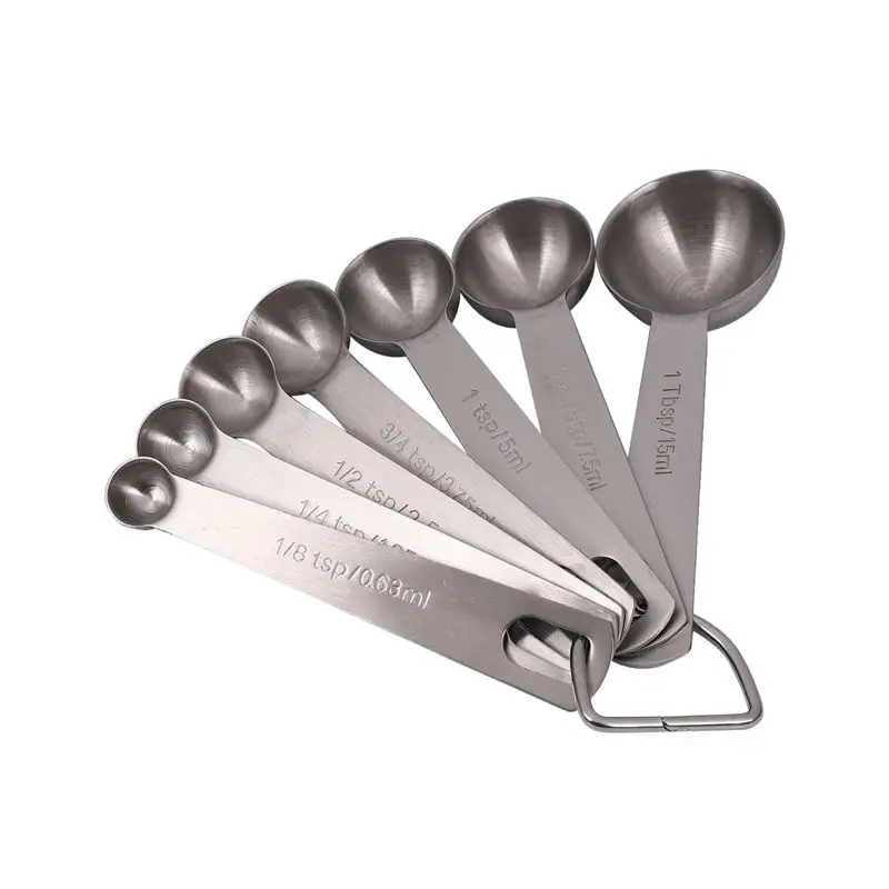 ABMS-21X Stainless Steel Measuring Spoons Stackable Measure Spoon For Dry And Liquid Ingredients Etched Marked Baking Spoon