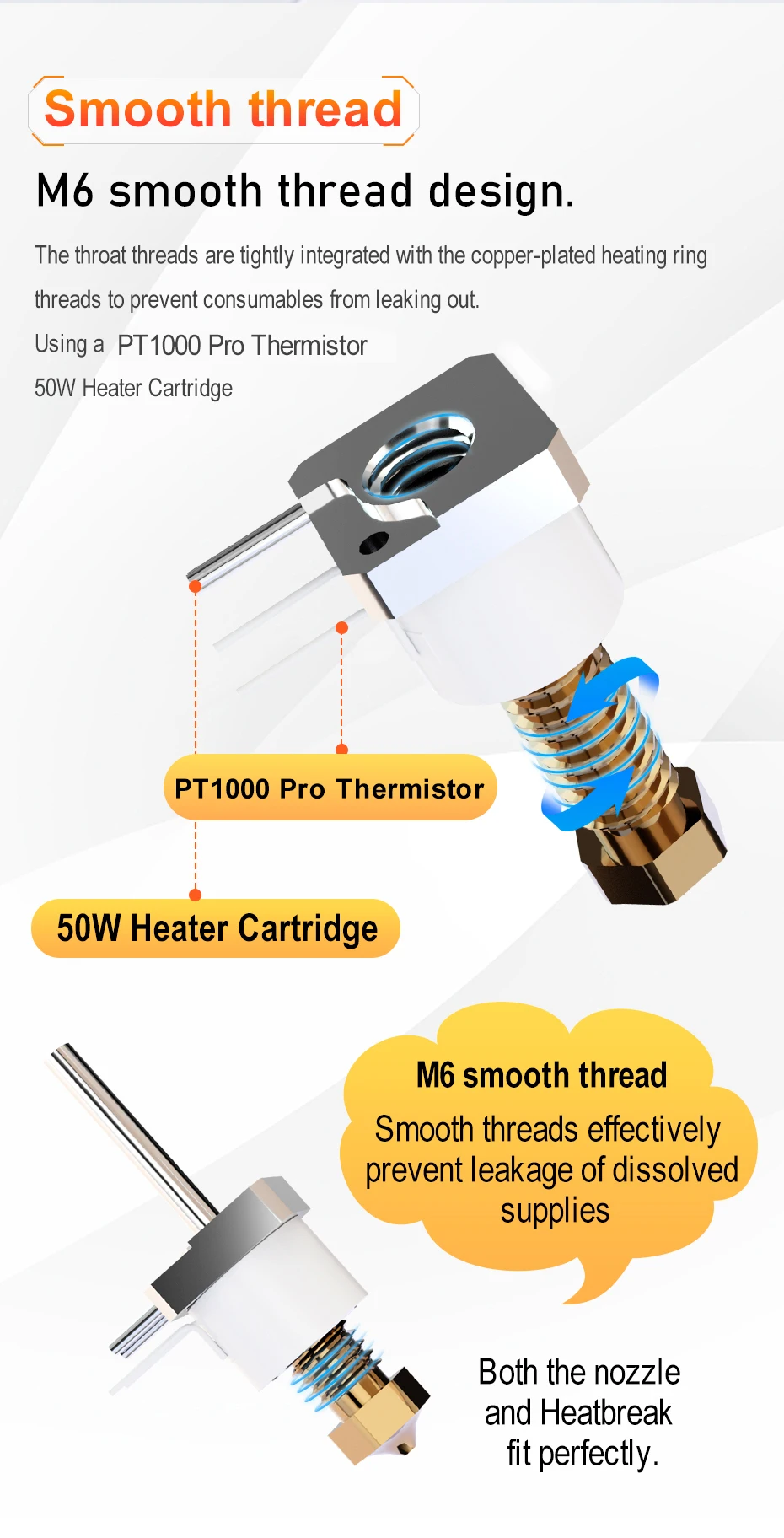 Trianglelab ® TCHC TD6 PT1000 Hotend mit integriertem PT1000-Thermistor für CHC TD6 V6 HOTEND DDE DDB Direktantrieb oder Bowden DDB EXTRDUER – Detail 5