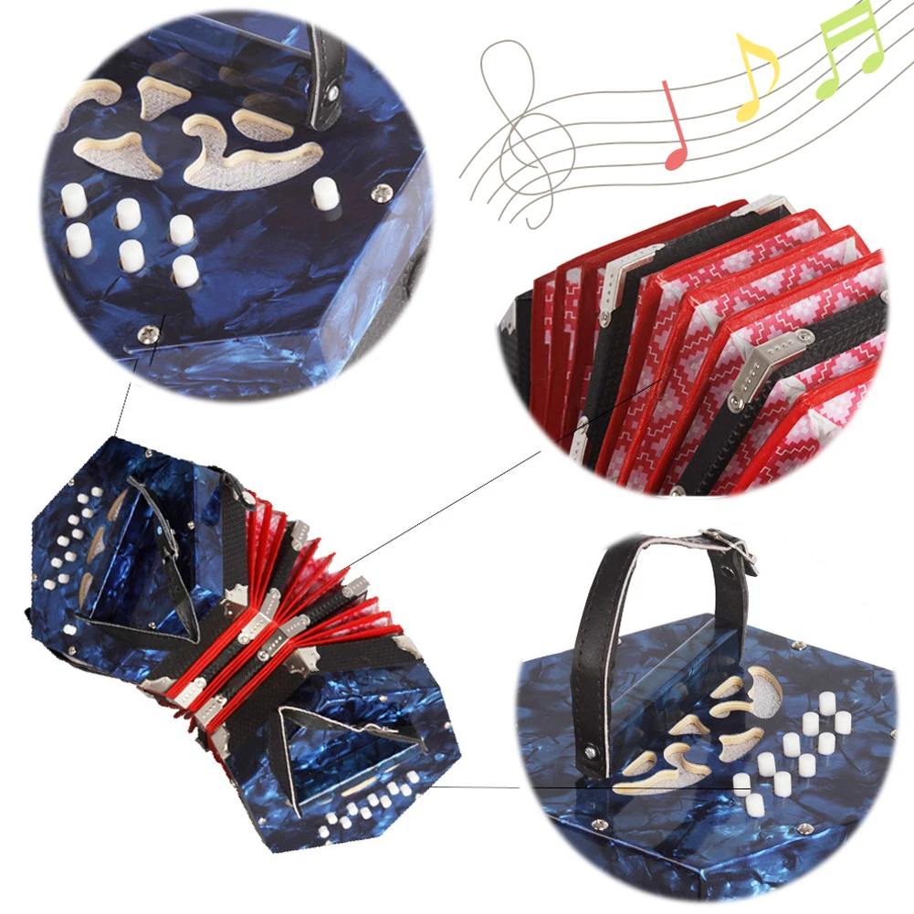 Concertina Accordion with Carrying Bag Hexagon Accordion Kids Accordion Musical Instruments for Kids Children Beginners