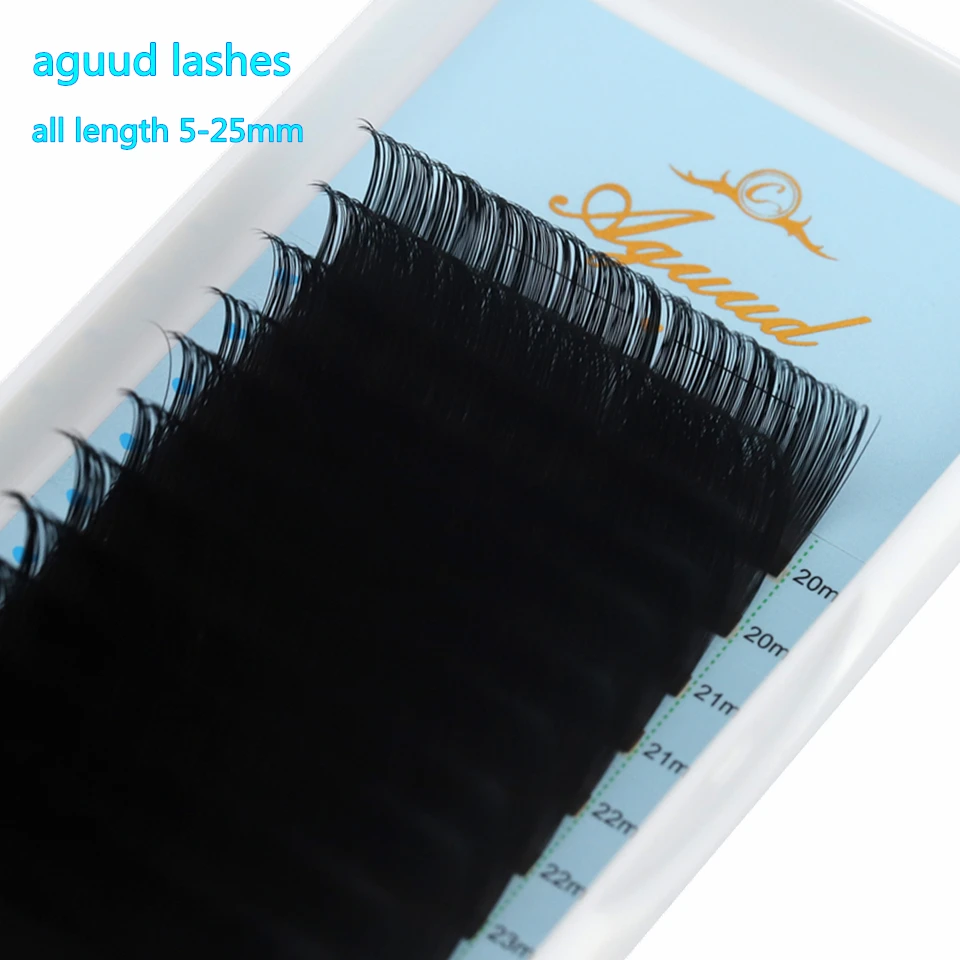 AGUUD 16Rows 0.03 0.05 0.07 Natural Soft Russian Volume Eyelashes Extensions 5mm-25mm Long/Bottom/Lower Premium Silk Eyelashes