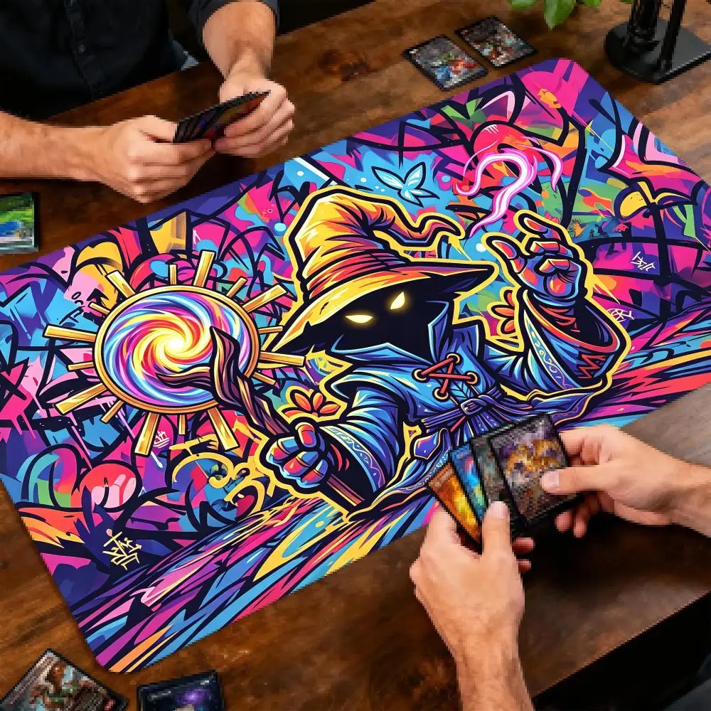 Mysterious Wizard MTG&TCG Tabletop Game Mat Magic Party Playmat Durable Rubber for Games 35X60cm Mouse Pad PC Offices Desk Mats
