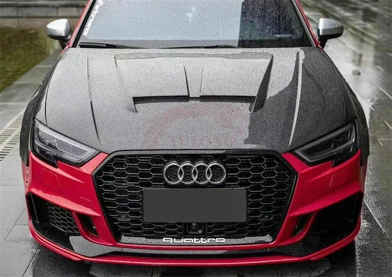 Lightweight TAKD style dry carbon fiber hood for Audi A3 S3 RS3