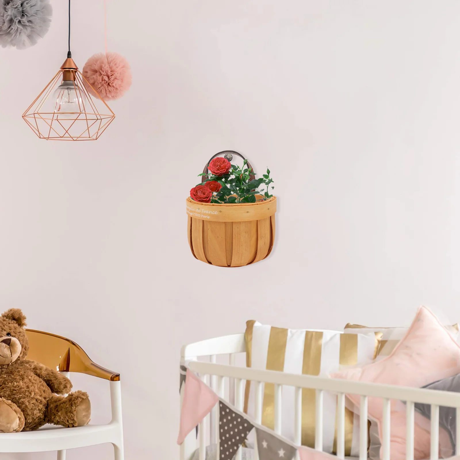 2 قطعة سلة جدارية منسوجة من الخشب الإبداعي سلة تخزين من الألياف الطبيعية للمطبخ والحمام وغرفة المعيشة للاستخدام الزخرفي