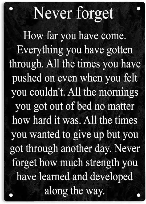 Never Forget How Far You Have Come Sign Metal Tin Signs, Never Forget Poster for Home/Office/Garages/Cafes Bars Pub/Man Cave Wal