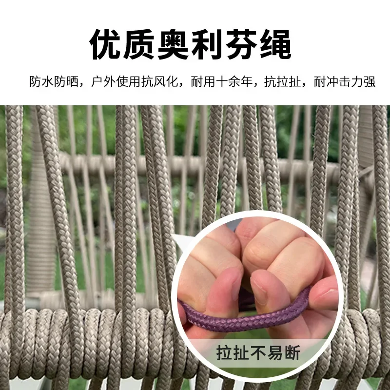 Tavolo e sedia da giardino per esterni, terrazza per il tempo libero, sedia in rattan, mobili per balcone all'aperto, tessitura di corda