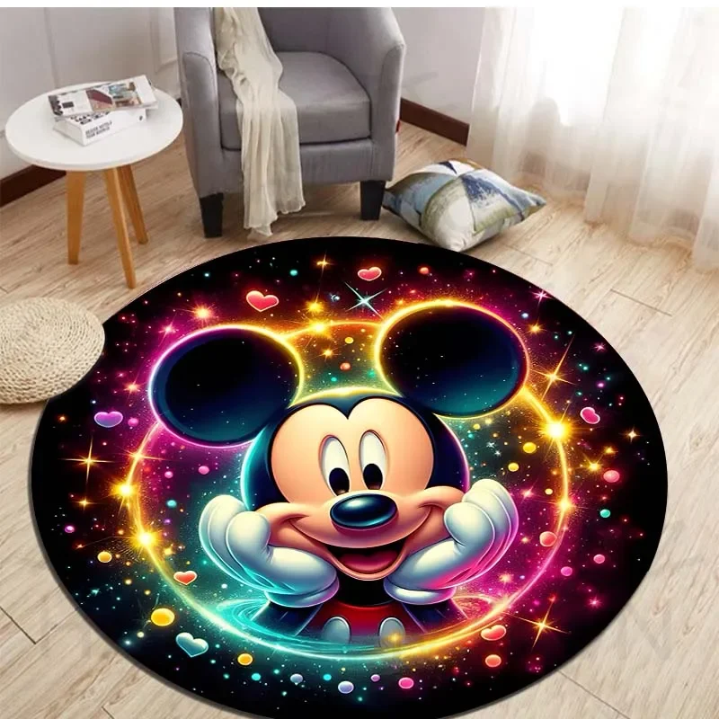 Disney Mickey Mouse Animation Round Rugs for Bedroom Area Floor Mats for Kids Room Bath Chair Mat Carpet Living Room Home Decor