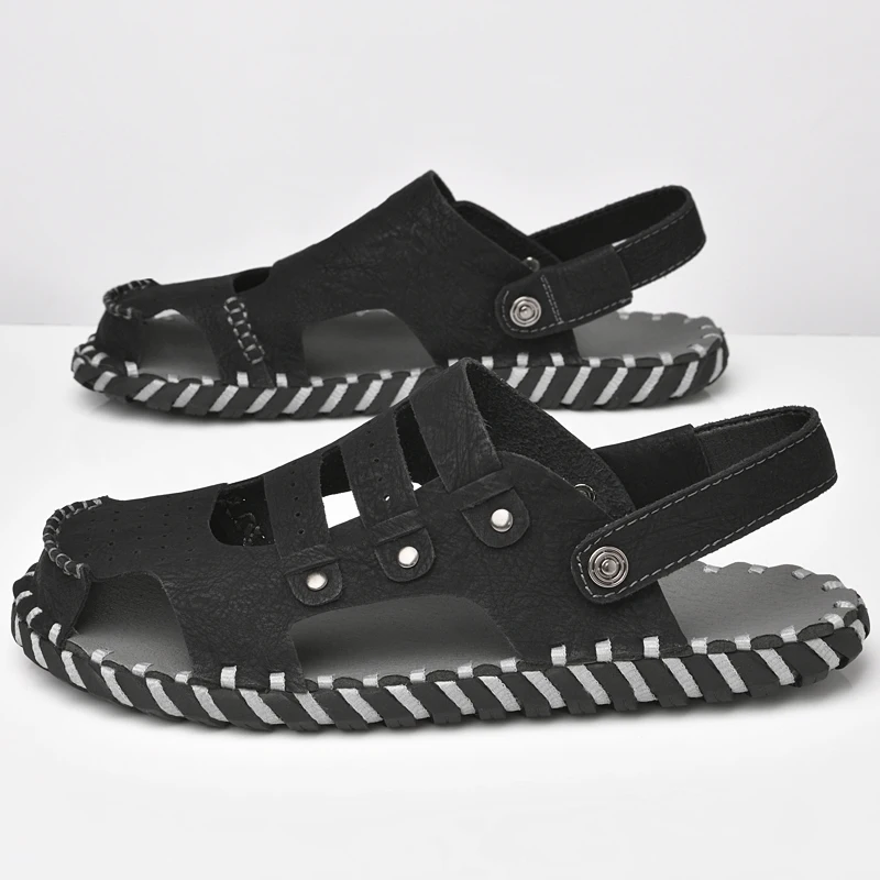 

Men's Summer Breathable Leather Casual Lightweight Non-Slip Sandals for Male