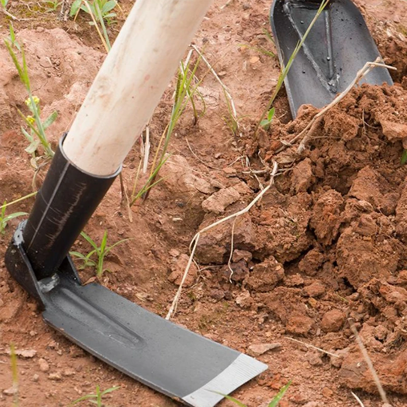 Durable Garden Hoe Household Outdoor Farming Tools Forging Weeding Hoe for Digging Soil Planting Vegetables Flowers