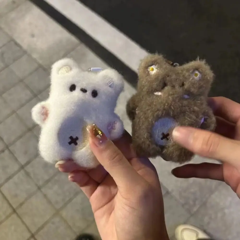 LLavero de peluche de oso suave creativo para apretar, llavero con colgante de oso chirriante de peluche de dibujos animados, juguetes de peluche para pareja