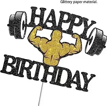 Personalized Weight Lifting Cake Topper Man Weightlifting Silhouette Topper Weightlifter\'s Party Happy Birthday Cake Decoration