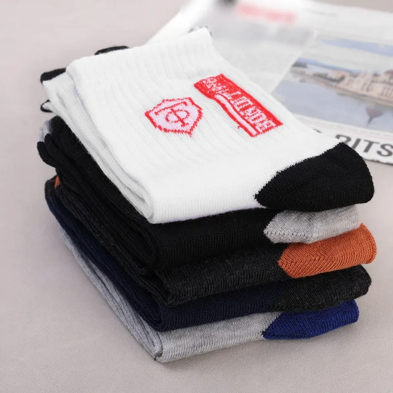 5 Pairs High Quality Men Mid-tube Sock Summer Cotton Deodorant Sweat-absorbing Comfortable Business Fashion Sports Socks EU38-45