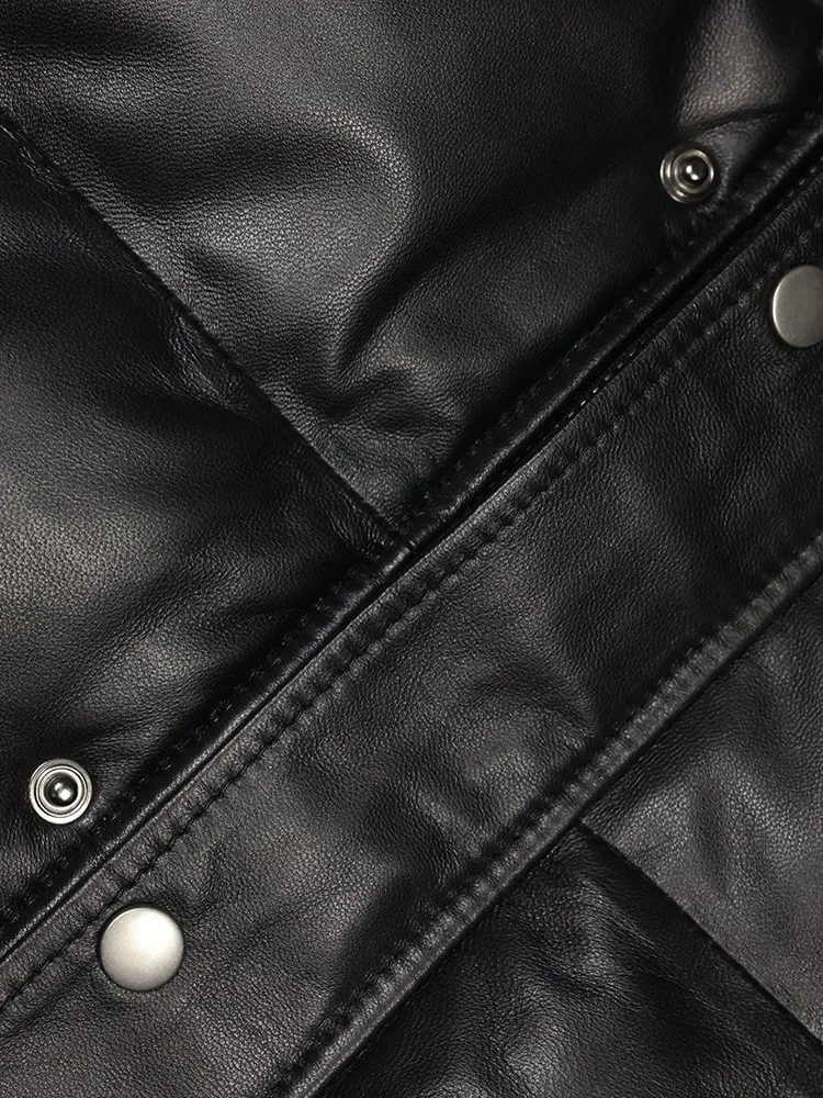 Women Winter Thick Warm Natural Sheepskin Down Jacket Casual Hooded Windproof Overcoat Loose Fit Genuine Leather Jacket Coats