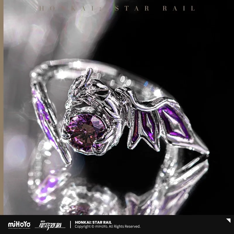 [Genuine] Game Honkai Star Rail Polyxia Pollux Dragon Themed Impression Ring Anime Cosplay Metal Accessories Jewelry Xmas Gifts