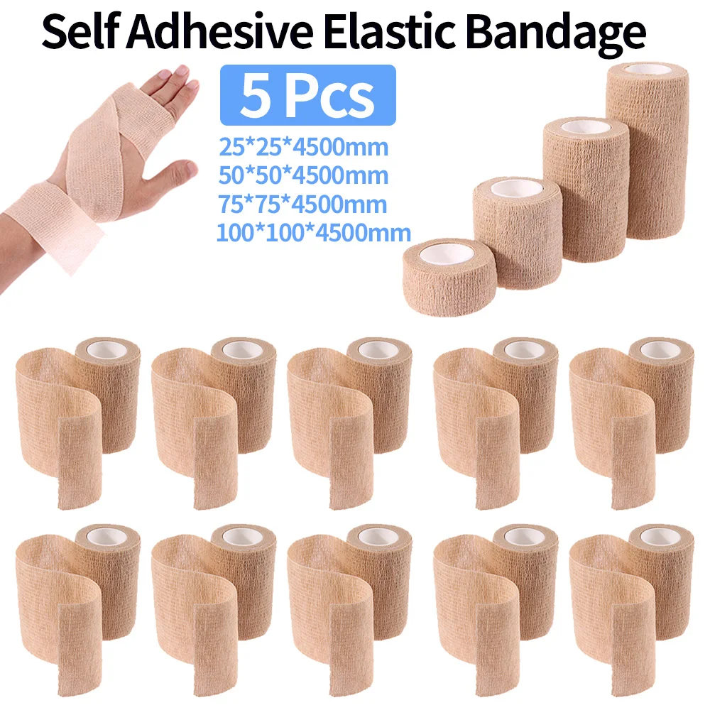 5 Pcs 2.5/5/7.5/10cm Tape Disposable for Sports Fixing Finger Wrist Leg  Bandage Cohesive Self Adhesive Elastic Non-woven Wraps