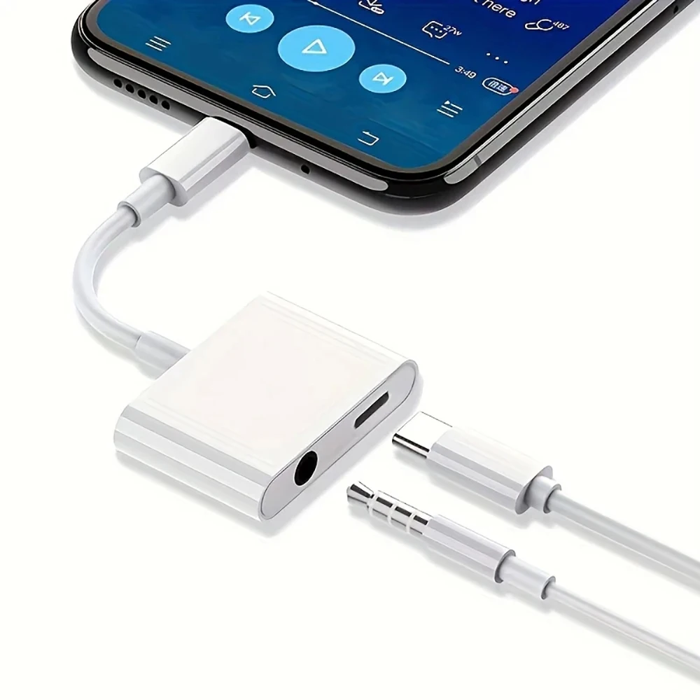 2 In 1 L to 3.5mm Jack Audio Aux Charging Cable  Headphones Adapter For iPhone 14 13 12 Pro Max XR XS 8 Plus 7 Mini For iPad