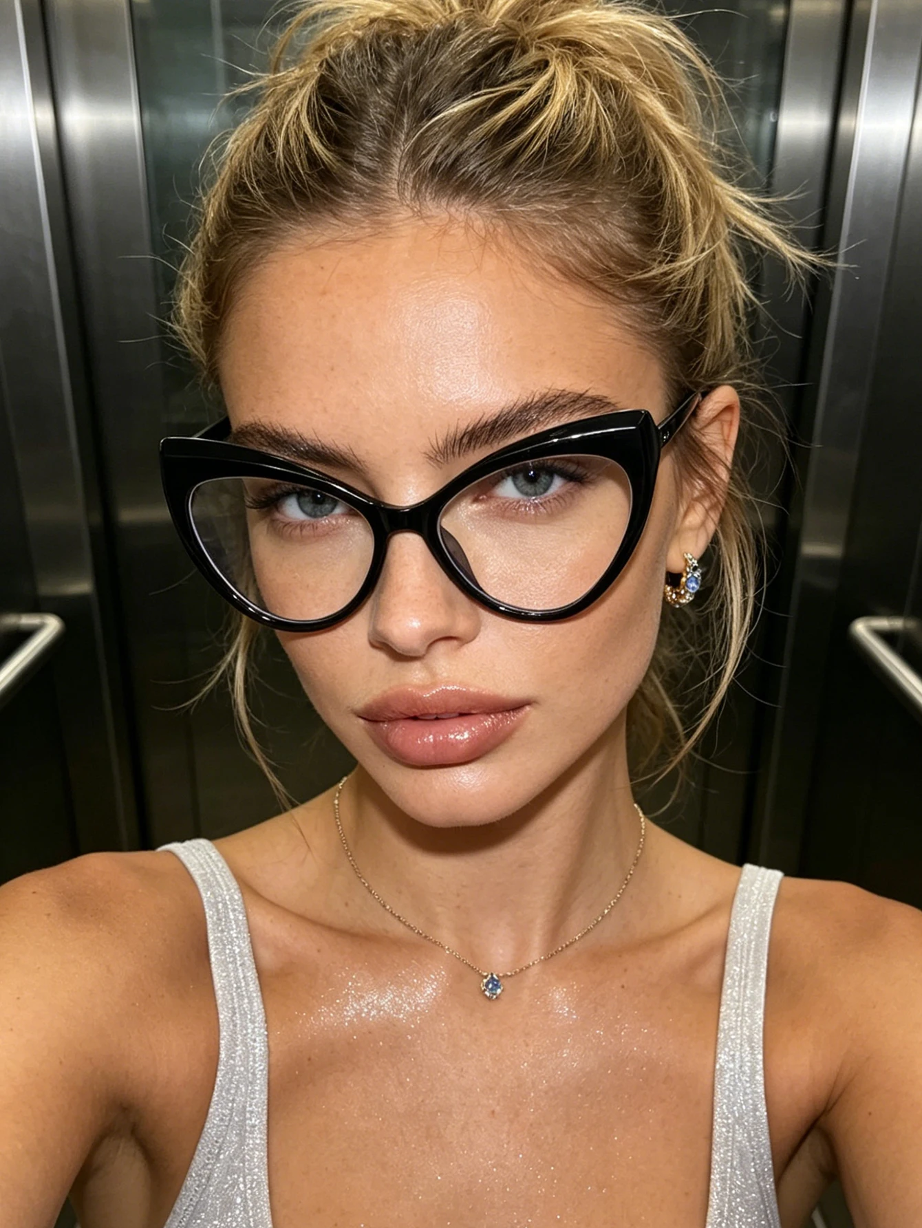 1pc pure black cat's eye all-match fashion glasses, can be worn on commuting and appointments, a must for travel
