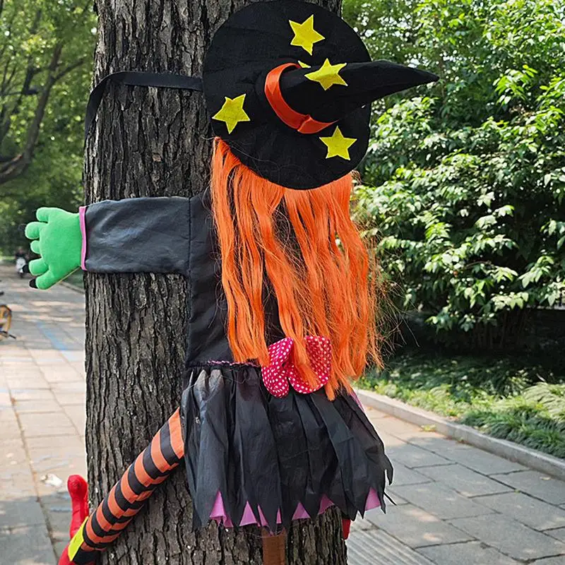 

Halloween Crashing Witch Creative Tree-Hugging Witch Funny Cute Witch Wall Hanging Ornament Party Decoration For Outdoor