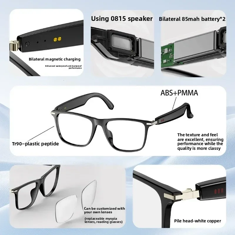 نظارات ذكية جديدة لترجمة الذكاء الاصطناعي، تقليل ضوضاء المكالمات الموسيقية، تسجيل الاجتماعات، عمر بطارية طويل جدًا، نظارات بلوتوث