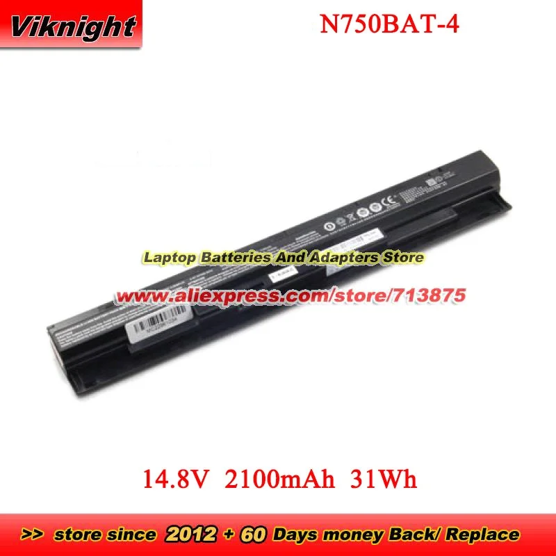 

Аккумулятор N750BAT-4 6-87-N750S-31C00 6-87-N750S-4EB2 14.8V 31Wh 44Wh для N750S N750WU, для Leader SC506 SC509 PRO SC565