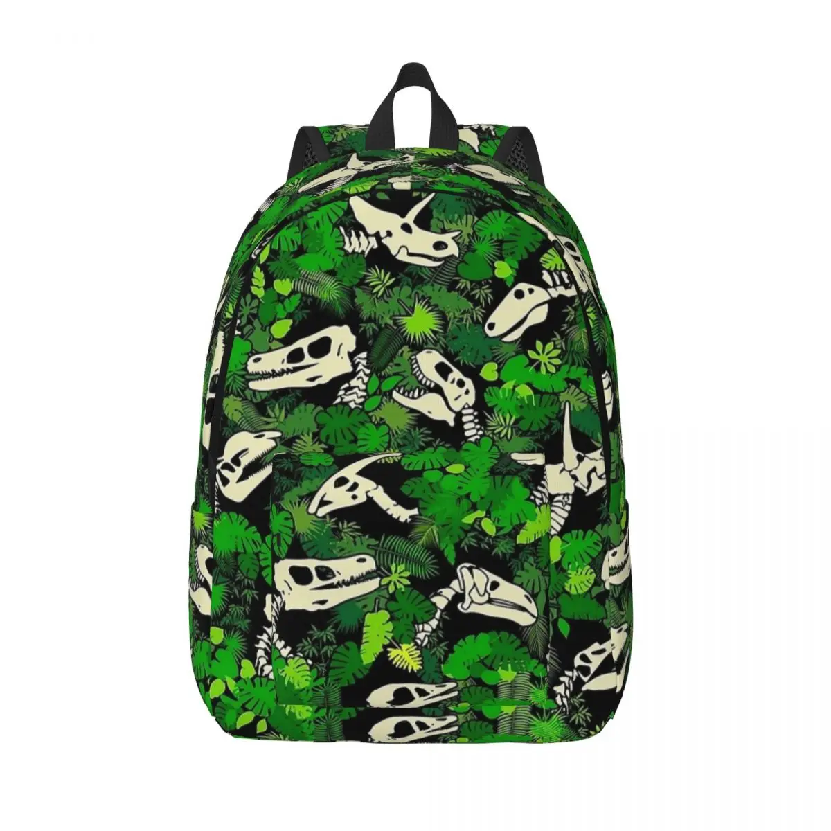 Paleontología Rex Dinosaur Lover Fossil Dino Skull Jungle Teens bolsa de libros para estudiantes, mochila de lona para viajes universitarios de mediana altura