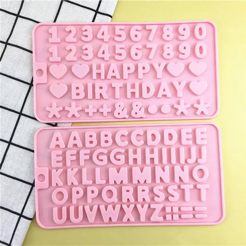 Numeric Letters Happy Birthday Flip Sugar Mold Silicone Chocolate Modeling Mold DIY Baking  Tool