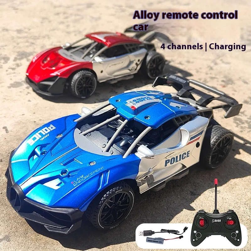 Rechargeable four-way remote control racing alloy remote control car toy model racing boy playmate birthday