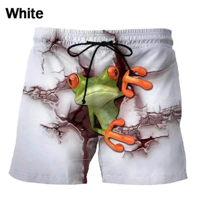 Personality Funny Frog Pattern Beach Shorts 3D Printing Animal Seaside Surf Board Shorts For Men Summer Casual Mens Swim Trunks