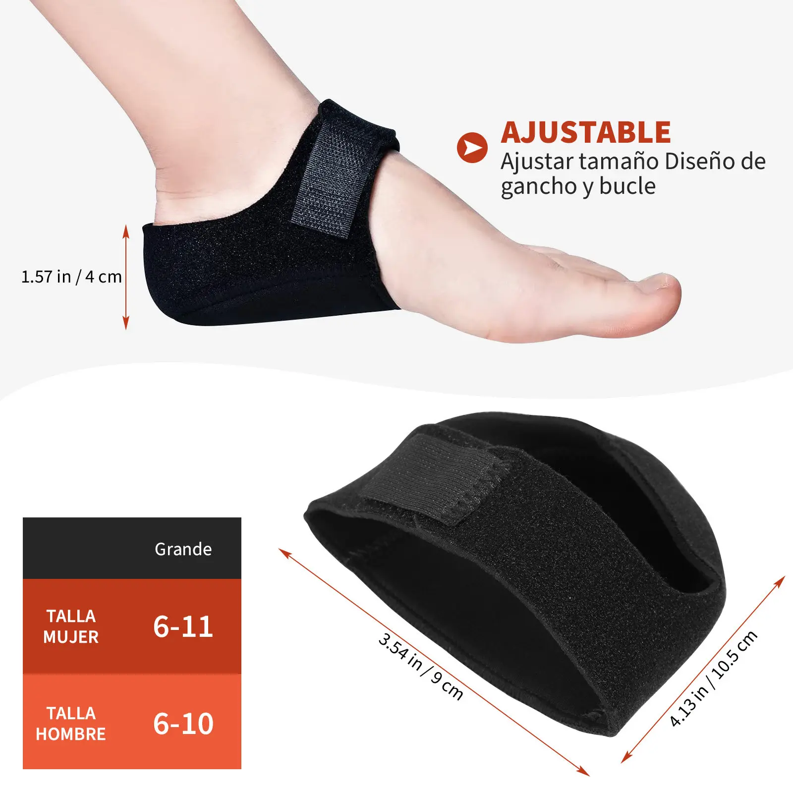 1 Pair Covers Non-Slip Breathable Pad Silicone Heel Cups Reusable Heel Protectors Adjustable Support Plantar Fasciitis Relief