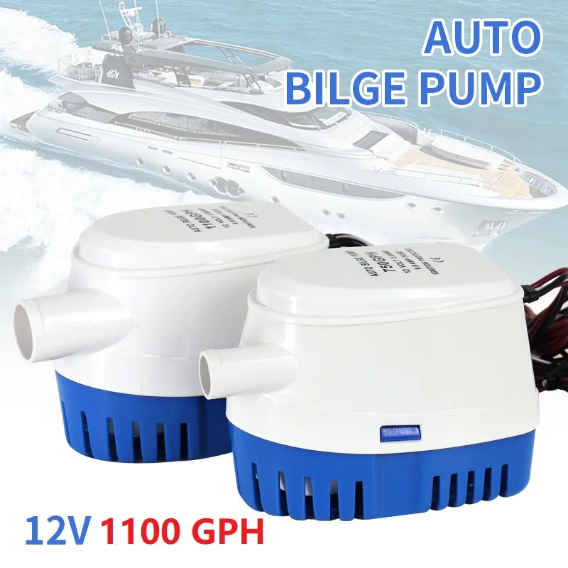 12V 1100GPH Automatic boat bilge pump Submersible Boat Bilge Water Pump Auto with Float Switch for Boat Caravan RV 
