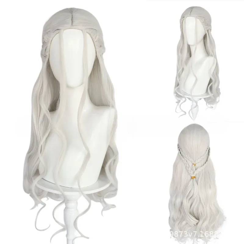 Game of Thrones Daenerys Targaryen Dragon Mother Cosplay Wig Synthetic Long Curly Wig A Song of Ice and Fire Coser Cute Girl Wig