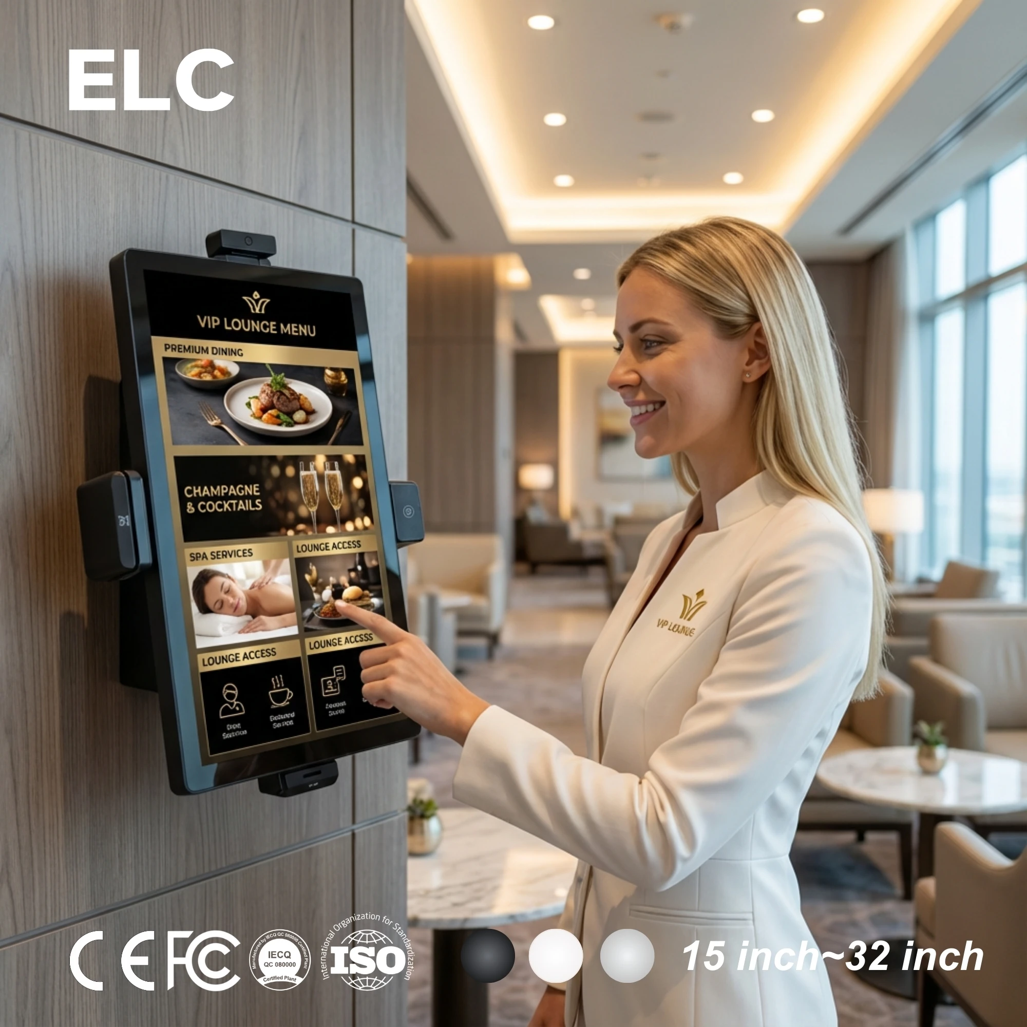 21.5 Inch Android 14 Payment Kiosks Hotel Lobby Wall Mount 4K Camera With Camera POE