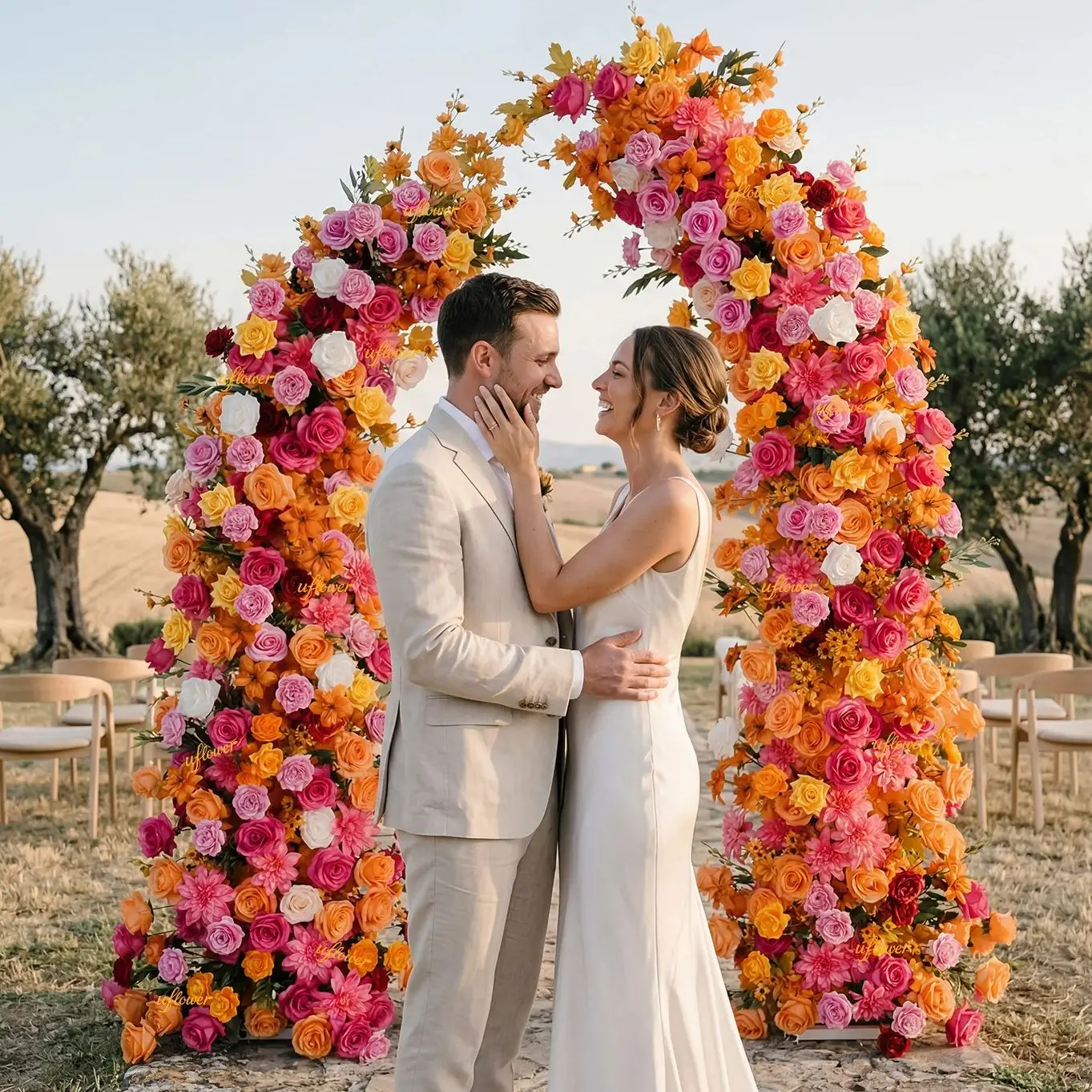 

Искусственные цветы Uflower: красные орхидеи, оранжевые розы для свадебной арки, высококачественные цветочные композиции для дня рождения, декор для фотозоны