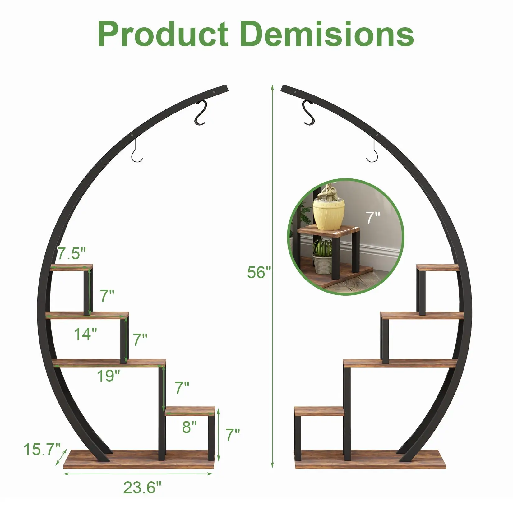 Plant Stand Indoor Outdoor, 2 Pack 5 Tier Heavy Duty Metal Plant Shelf, 56