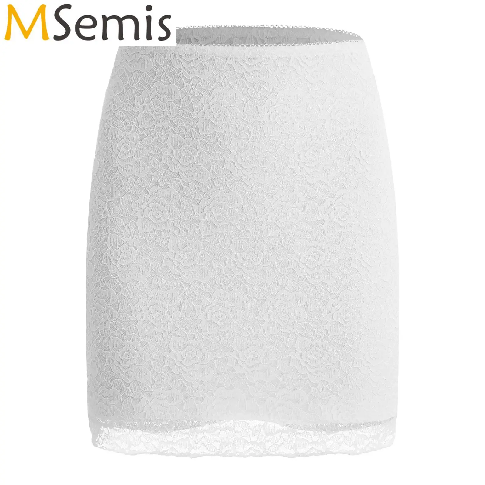 

Womens Floral Lace A-line Bodycon Underskirt Double Layer Slimming Flared Petticoat Mini Skirts Slip High Waist Pencil Skirts