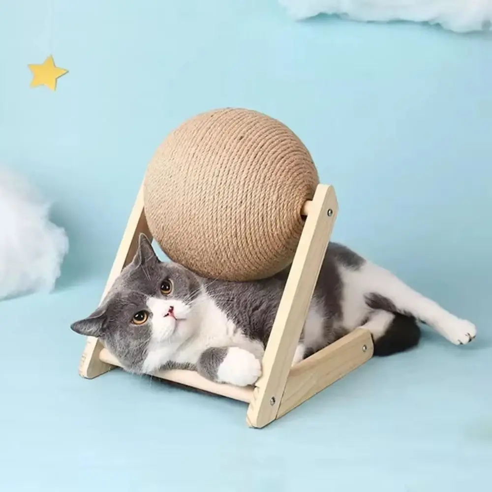 

Interactive Non-falling Off Cat Scratching Ball Grinding Wooden Cats Scratcher Sisal Rope Wear-resistant Pet Supplies Indoor Use