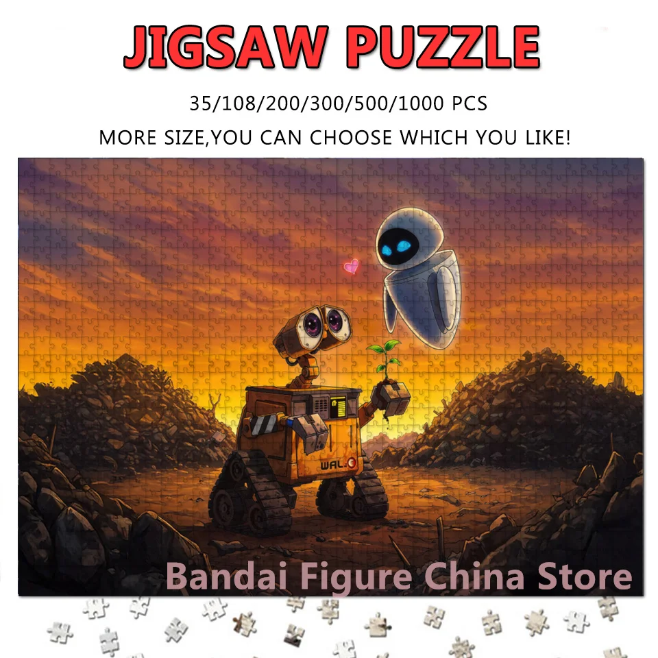 

Wall E and Eve 108/200/300/500/1000 Pieces Puzzles Disney Cartoon Cartoon Print Jigsaw Puzzles for Family Decompress Toys